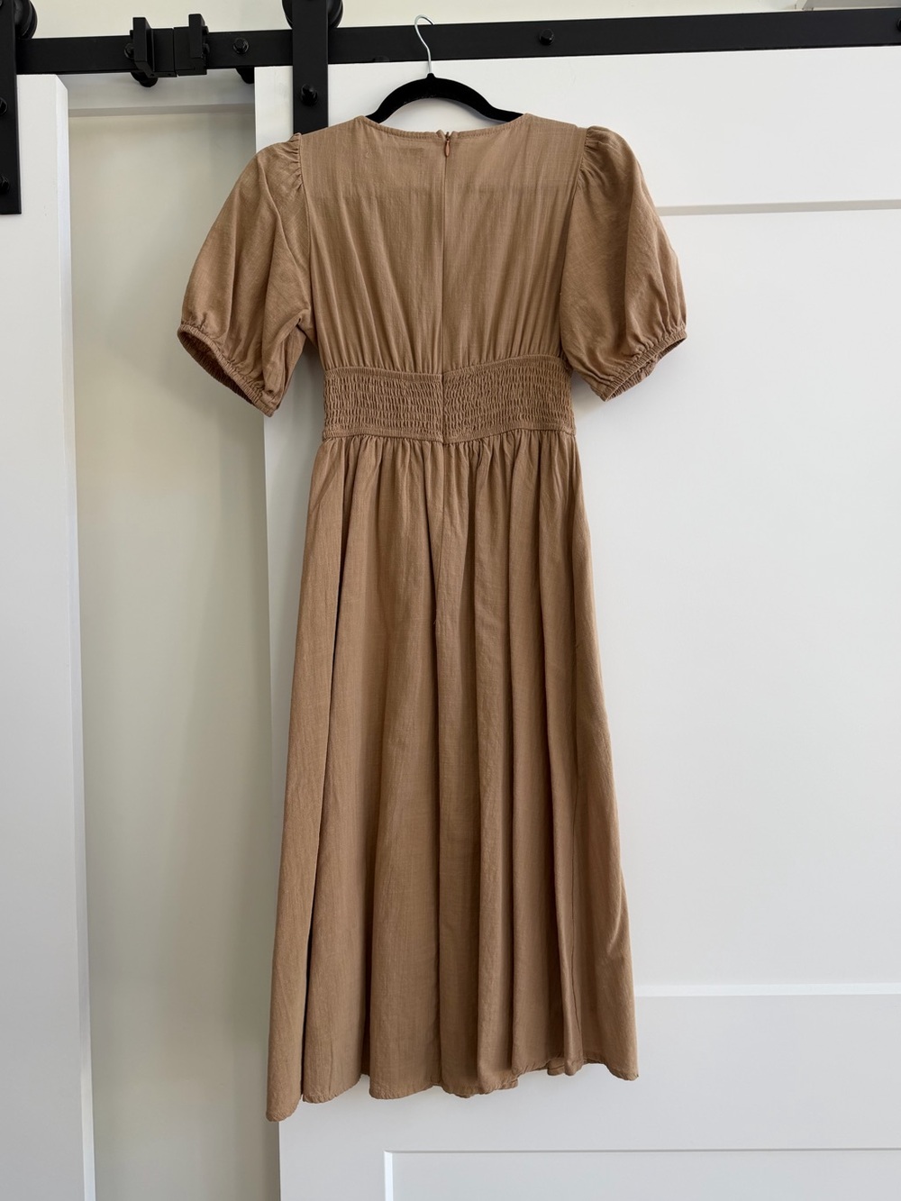 Petal + Pup, Tan Smocked Waist Midi Dress - Picture 5 of 8